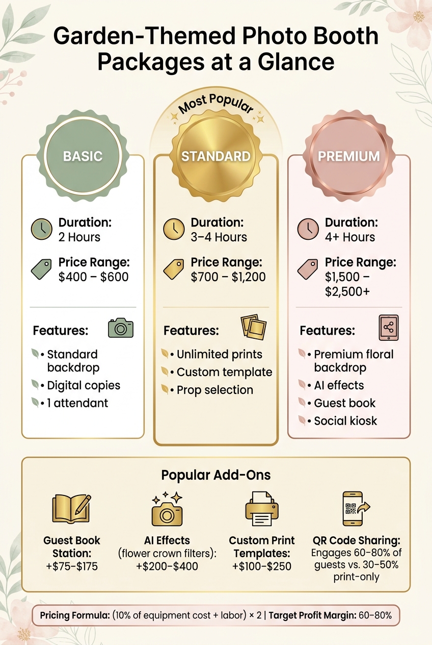 Garden-Themed Photo Booth Packages: Pricing & Features Compared
