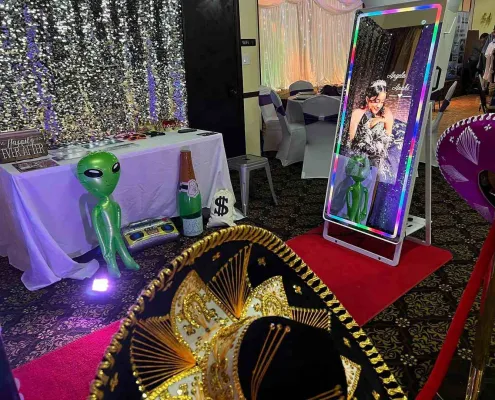 Miami Mobile photo booth set up among props at an event