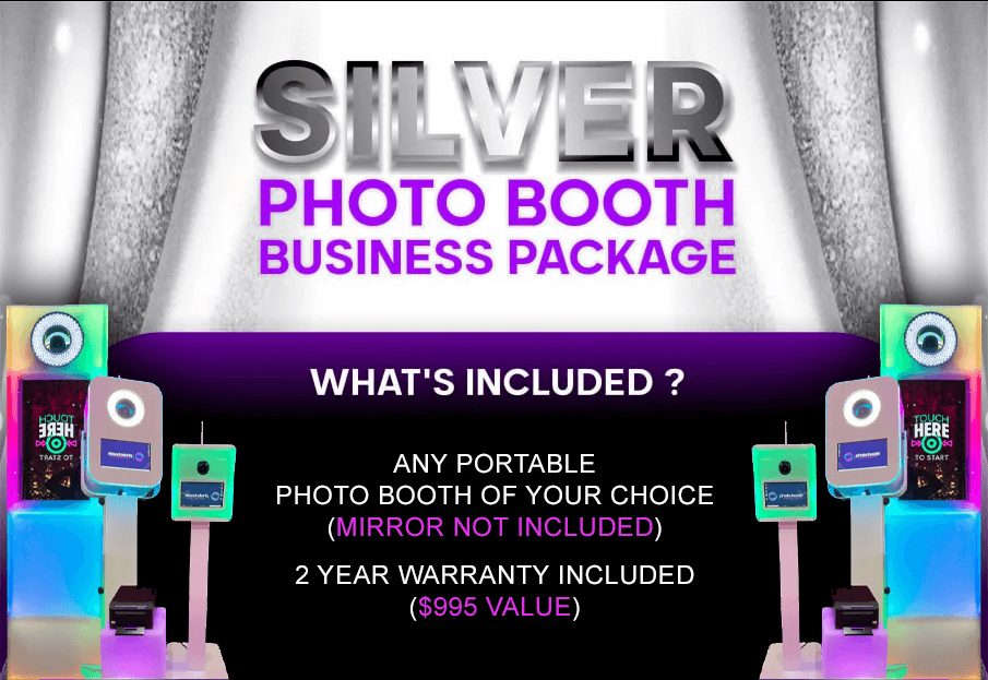 Title and included items listed, featuring any portable photo booth of choice