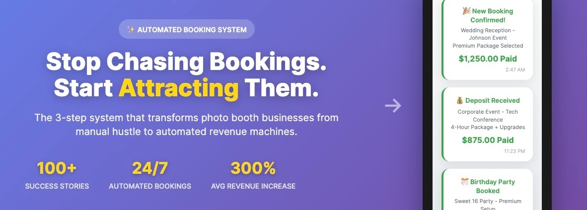 how to get more photo booth business bookings